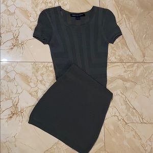 New FRENCH CONNECTION Olive Green Bandage & Mesh Bodycon Dress Sz 2